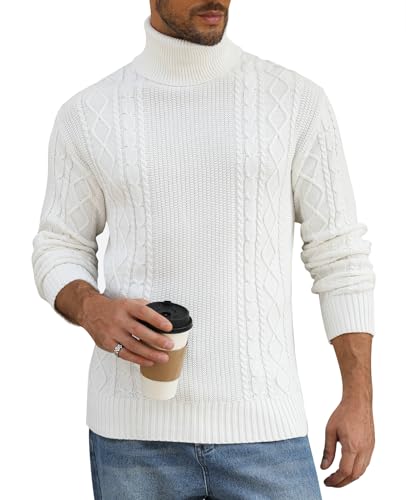 Zetieny Herren Pullover Rollkragenpullover Langarm Strickpullover Winterpullover Turtleneck Sweater Pulli Warm Slim fit von Zetieny