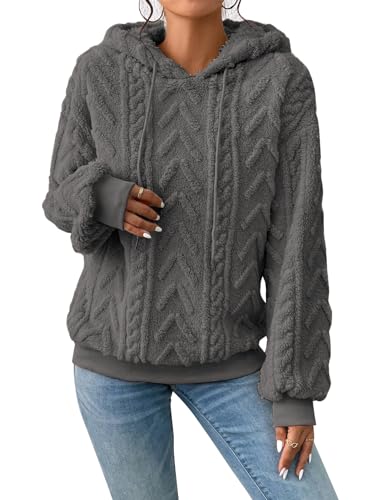 Zetieny Hoodie Damen Kapuzenpullover Warm Teddy Oversize Sweatshirt Winter Warm Oberteile Casual Fleecejacke von Zetieny