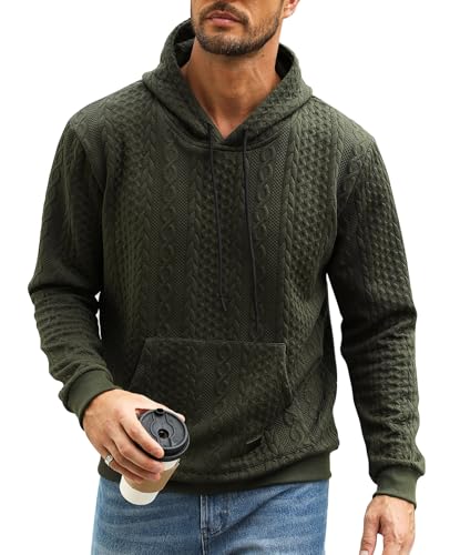 Zetieny Kapuzenpullover Herren Langarm Hoodie Herren Warm Pullover Freizeit Jacquard Hooded Männer Sweatshirt mit Taschen von Zetieny