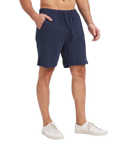 Zetieny Herren Sport Shorts Trainingshose Leinen Leichte Running Sporthose Fitness Luftige Sommershorts Strandhose Freizeithose mit Taschen von Zetieny