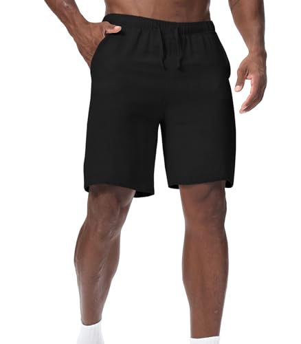 Zetieny Kurze Hosen Herren Leinen Shorts Leichte Bermuda Sommershorts Atmungsaktiv Leinenhose Kurz mit Taschen von Zetieny
