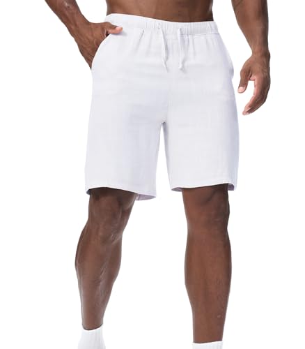 Zetieny Kurze Hosen Herren Leinen Shorts Leichte Bermuda Sommershorts Atmungsaktiv Leinenhose Kurz mit Taschen von Zetieny