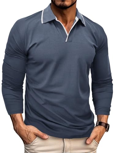 Zetieny Poloshirt Herren Langarm Klassische Trendiges Polo Langarmshirt Herren Freizeit Basic Golf T-Shirts von Zetieny