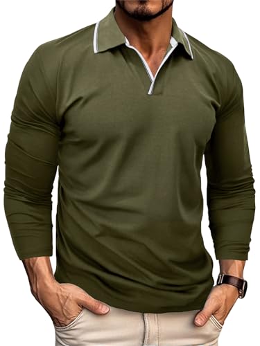 Zetieny Poloshirt Herren Langarm Klassische Trendiges Polo Langarmshirt Herren Freizeit Basic Golf T-Shirts von Zetieny