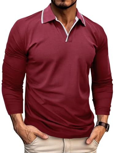 Zetieny Poloshirt Herren Langarm Klassische Trendiges Polo Langarmshirt Herren Freizeit Basic Golf T-Shirts von Zetieny