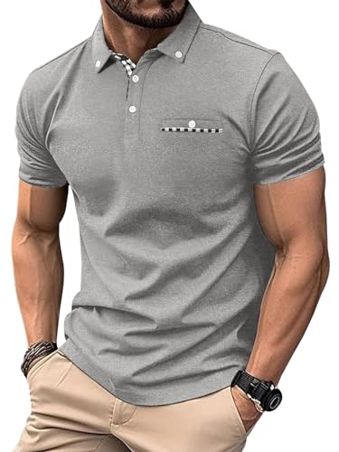 Zetieny Poloshirt Herren Kurzarm Kontrastfarbe Ausschnitt Polo Shirts Sommer Polohemd Freizeit T Shirt von Zetieny