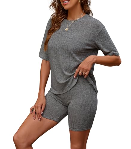 Zetieny Schlafanzug Damen Pyjamas Set Kurzarm Nachtwäsche Set Zweiteiliger Casual Sommer Sleepwear von Zetieny