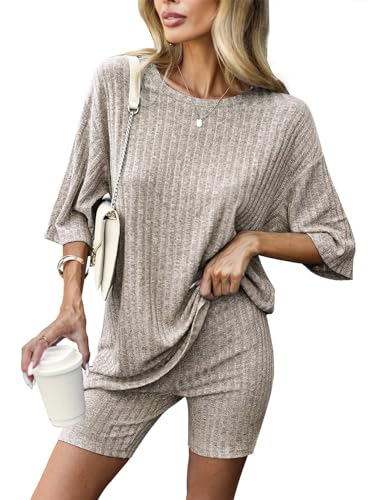 Zetieny Trainingsanzüge für Damen Tracksuit Freizeit Set Schlafanzüge 2 Stück Outfits Gerippte Loungewear von Zetieny