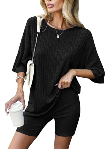 Zetieny Schlafanzug Damen Pyjamas Set Kurzarm Nachtwäsche Set Zweiteiliger Casual Sommer Sleepwear von Zetieny