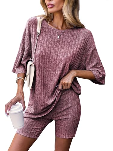 Zetieny Schlafanzug Damen Pyjamas Set Kurzarm Nachtwäsche Set Zweiteiliger Casual Sommer Sleepwear von Zetieny