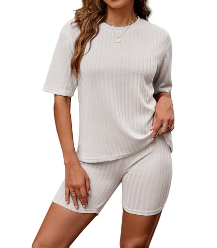 Zetieny Schlafanzug Damen Pyjamas Set Kurzarm Nachtwäsche Set Zweiteiliger Casual Sommer Sleepwear von Zetieny