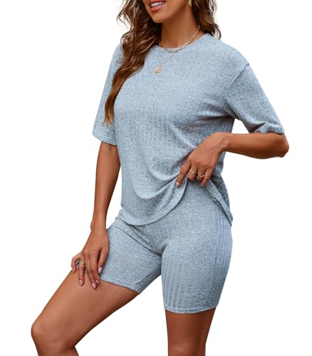 Zetieny Schlafanzug Damen Pyjamas Set Kurzarm Nachtwäsche Set Zweiteiliger Casual Sommer Sleepwear von Zetieny