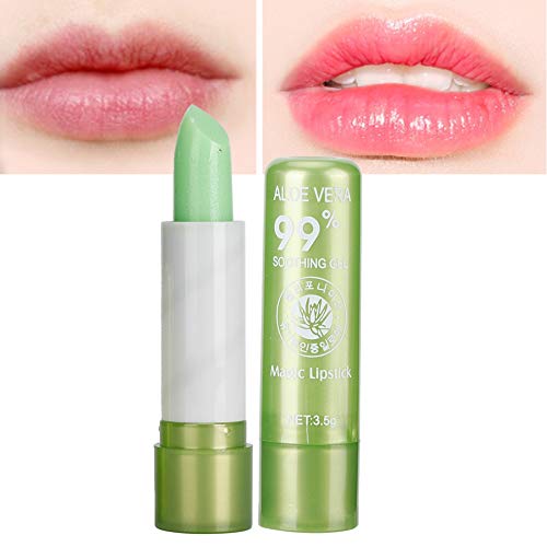 Feuchtigkeitsspendender Lippenbalsam, Aloe Vera Lippenstift, Lippenpflegestift, Aloe Vera Organic Colour Changing Lip Care Balsam Glanz Lippenstift Beauty Tool für lang anhaltendes Glätten und Glühen von Zetiling