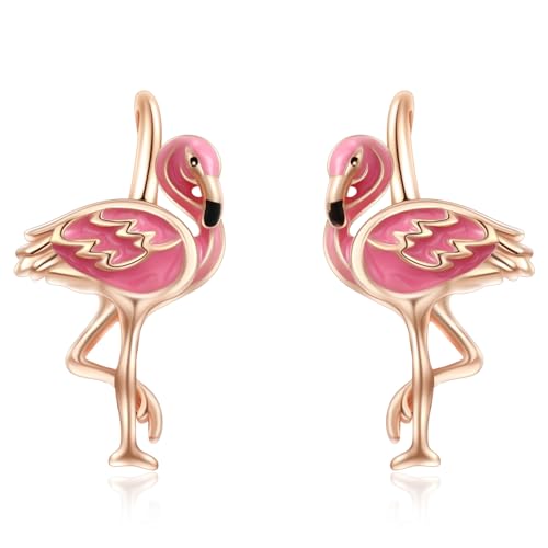 Flamingo Ohrringe 925 Sterling Silber Tier Ohrringe Teenager Leverback Hoop Flamingo Schmuck Geschenke für Damen von Zeuslia