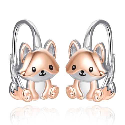Fuchs Ohrringe Damen Mädchen 925 Sterling Silber Fuchs Ohrringe Creolen Tier Ohrringe Teenager Mädchen Fuchs Leverback Hoop Ohrringe Fuchs Schmuck Geschenke für Damen von Zeuslia