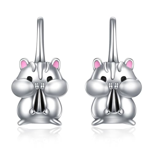 Hamster Ohrringe 925 Sterling Silber Tier Ohrringe Leverback Hoop Hamster Schmuck Geschenke für Damen von Zeuslia