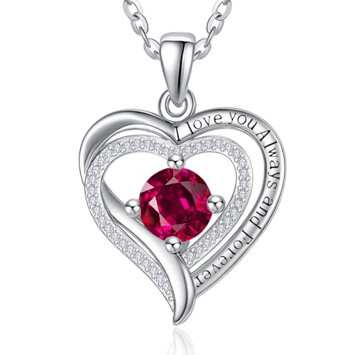 Herz Anhänger Kette Silber 925 Herzkette Herz Halskette Rubin Anhänger Kette mit Geburtsstein Juli Schmuck Geschenk für Damen Frauen Herz Anhänger Kette Silber 925 Herzkette Herz Halskette Rubin Anhänger Kette mit Geburtsstein Juli Schmuck Geschenk für Damen Frauen von Zeuslia