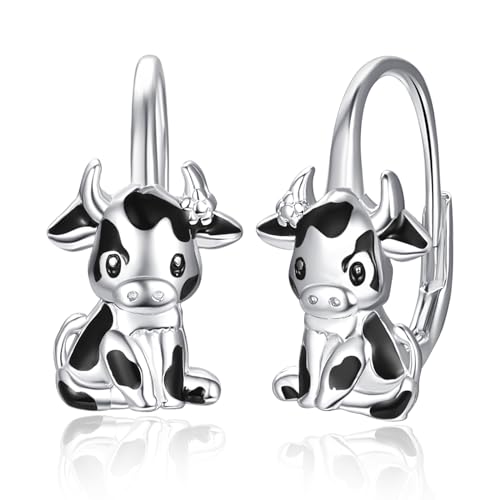 Kuh Ohrringe Damen Silber 925 Tier Ohrringe Leverback Hoop Kuh Schmuck Geschenke für Damen von Zeuslia