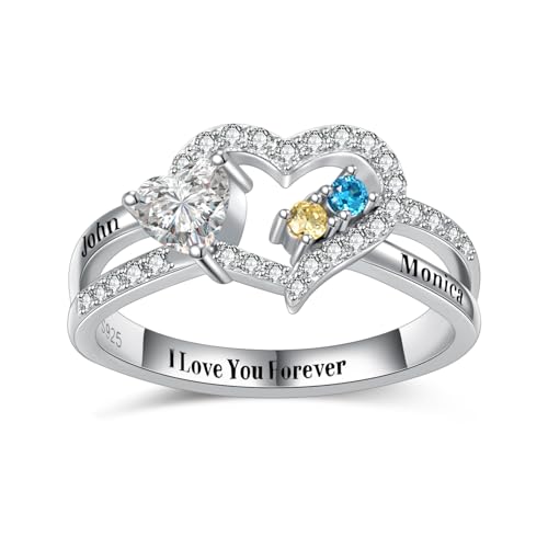 Personalisierte Ringe Sterling Silber Mutter Ring graviert 2 Namen benutzerdefinierte 2 Geburtssteine Geburtstag Abschluss Geschenke für Freundin Frau Mutter Personalisierte Ringe Sterling Silber Mutter Ring graviert 2 Namen benutzerdefinierte 2 Geburtssteine Geburtstag Abschluss Geschenke für Freundin Frau Mutter von Zeuslia