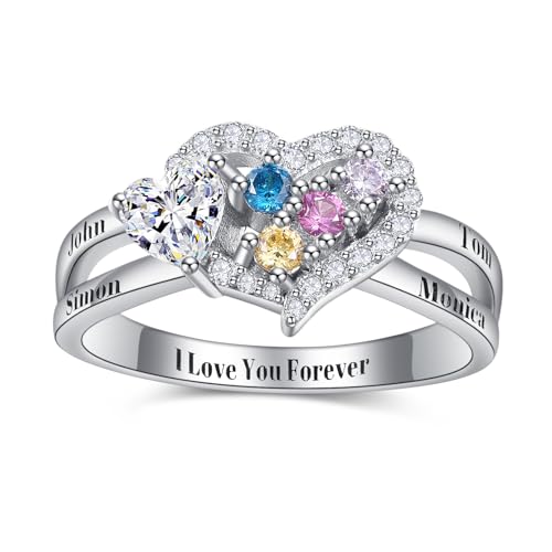 Personalisierte Ringe für Frauen Sterling Silber graviert 4 Namen benutzerdefinierte 4 Geburtssteine Herz Mutter Ring Geburtstag Geburtstag Abschluss Geschenke für Freundin Frau Mutter Personalisierte Ringe für Frauen Sterling Silber graviert 4 Namen benutzerdefinierte 4 Geburtssteine Herz Mutter Ring Geburtstag Geburtstag Abschluss Geschenke für Freundin Frau Mutter von Zeuslia