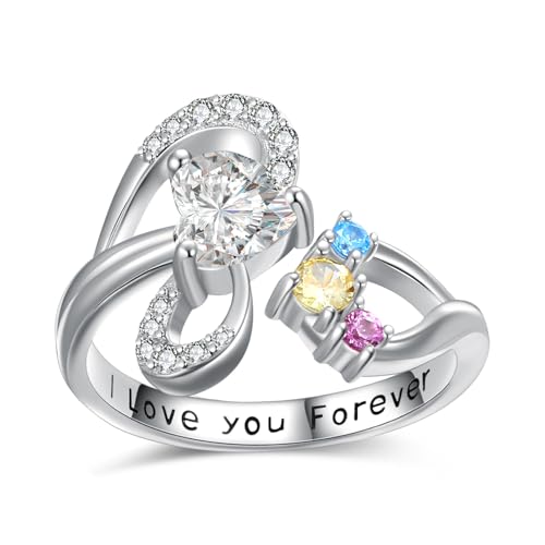 Personalisierter Ring für Frauen Sterling Silber Unendliche Knoten benutzerdefinierte Ring mit 3 Namen graviert angepasste 4 Geburtssteine Hochzeitstag Geburtstag Schmuck Geschenke für Frauen Personalisierter Ring für Frauen Sterling Silber Unendliche Knoten benutzerdefinierte Ring mit 3 Namen graviert angepasste 4 Geburtssteine Hochzeitstag Geburtstag Schmuck Geschenke für Frauen von Zeuslia