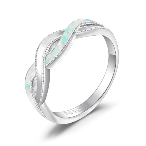 Twisted Infinity Ring für Frauen Sterling Silber Opal Ring Hochzeit Verlobungsversprechen Ringe Opal Infinity Schmuck Geschenke|Größe 5.5 von Zeuslia
