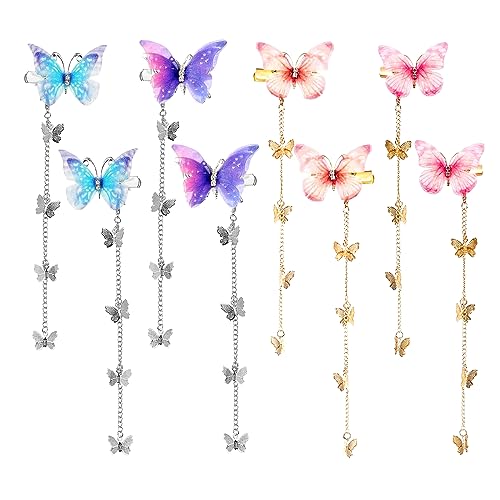 8 Stück Schmetterling Haarspangen, Schmetterling Haarklammer für Damen Mädchen Kinder, Schmetterling Haarclips, Set 3D Schmetterlinge Haarschmuck für Braut Hochzeit Accessoire von Zeuwets