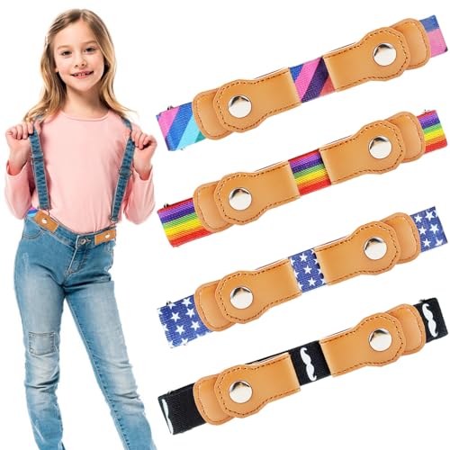 Zeuwets Kinder Gürtel, 4 Stück Ohne Schnalle Elastischer Gürtel für Jungen Mädchen, Verstellbare Stretch Gürtel, Schnallenfreier Kindergürtel, Unsichtbare Stretchgürtel Belts für Jeans Hosen Kleid von Zeuwets