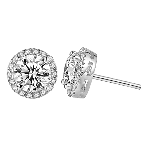 Damen Silber Zirkonia Ohrringe, 6mm Runde Zirkonia Ohrringe für Damen von Zevmi