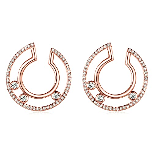 Hohl Ohrringe für Damen, Rosegold Runden Ohrringe mit Zirkonia von Zevmi