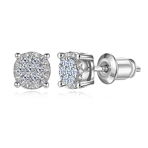 Silberne Pavé-Zirkonia-Ohrstecker für Damen, 6 mm von Zevmi