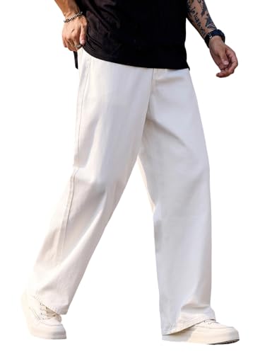 Zewool Herren Baggy Jeans Weite Skater Hip Hop Skateboard lässige lockere Denim-Hosen im Y2K Streetwear-Stil extra Oversized entspannte Passform maximale weiß,G20 Beige,S von Zewool