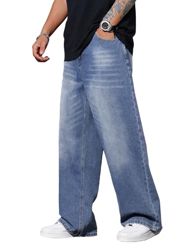 Zewool Herren Baggy Jeans Weite Skater Hip Hop Skateboard lässige lockere Denim-Hosen im Y2K Streetwear-Stil extra Oversized entspannte Passform maximale,C20 Blau,XL von Zewool