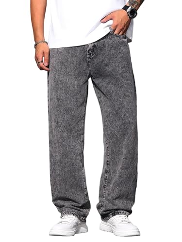 Zewool Herren Baggy Jeans im lockeren Weitschnitt Y2K Skaterhose mit gerader Beinform Hip-Hop Streetwear Entspannte Passform der 2000er für Skateboard Weite Herrenjeans,B15 Grau,XXL Zewool Herren Baggy Jeans im lockeren Weitschnitt Y2K Skaterhose mit gerader Beinform Hip-Hop Streetwear Entspannte Passform der 2000er für Skateboard Weite Herrenjeans,B15 Grau,XXL von Zewool