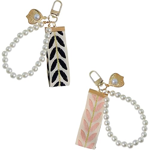 ZexJpr 2 Stück Schlüsselanhänger, Geflochtenes Schlüsselband Kurz, Ideal Für Handtaschen Und Als Geschenk, Autoschlüssel, Zimmerschlüssel(Schwarz, Pink) von ZexJpr