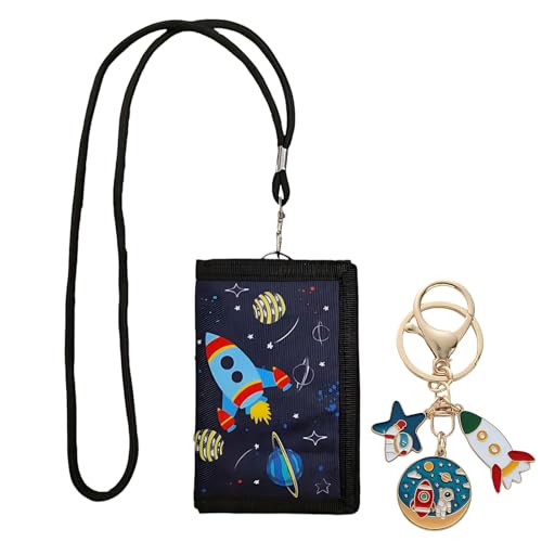 ZexJpr Brustbeutel Kinder, Geldbeutel Kinder Jungen Mit Schlüsselanhänger, 25 cm lang Und 12 cm Breit, 2er Set Für Weltraumliebhaber, Schulbesuch, Aktivitäten Im Freien, Camping Notwendig von ZexJpr