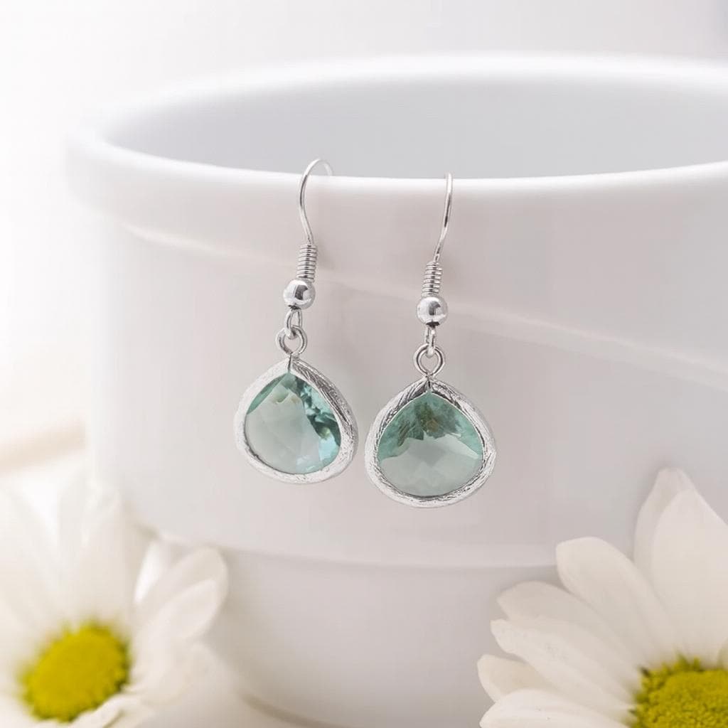 Silber Erinite Kristall Ohrringe Eleganter Brautschmuck Silber Erinite Kristall Ohrringe Eleganter Brautschmuck von ZeyJewel