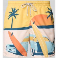 Zeybra Regular Fit Badehose mit Label-Patch Modell 'Surf Car' in Gelb, Größe M von Zeybra