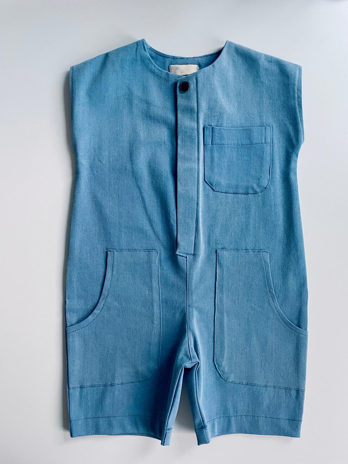 Minimalist Denim Strampler - Helle Pastell Kinderkleidung, Baumwollmischung von ZeylumUS