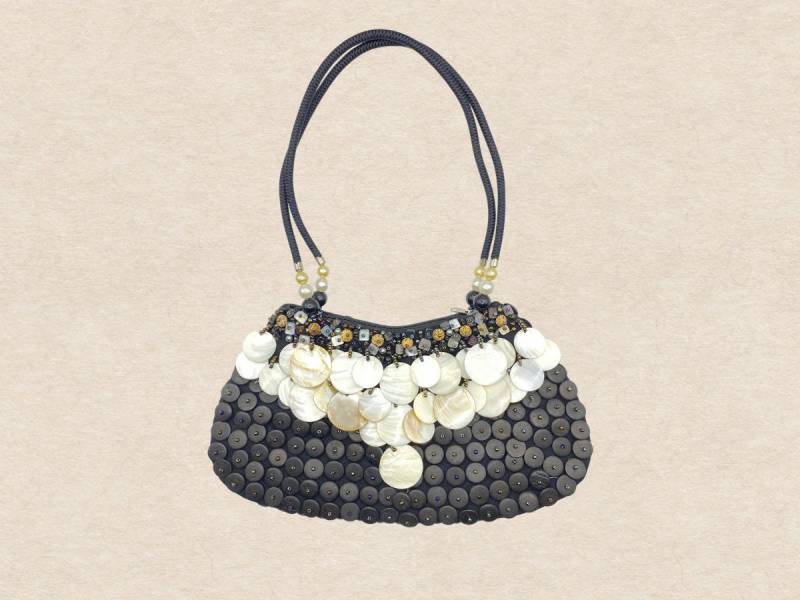 Handgefertigte Tasche Elegante Perlmutt Und Perlen Handtasche von Zeynotify