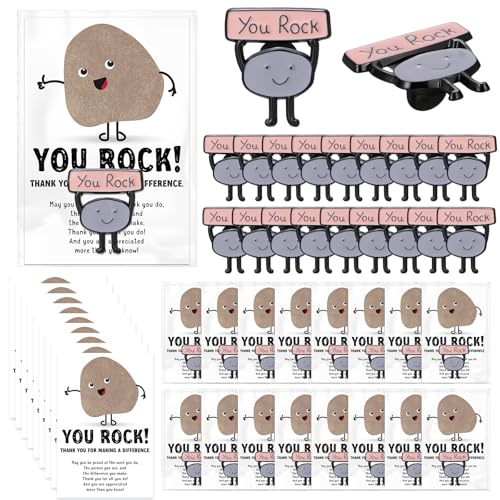 Zeyune Employee Appreciation Gifts Bulk Inspirational You Rock Employee of the Month Lapel Pins with Thank You Cards Bags Recognition Gifts for Coworker Staff Teacher Team, Mehrfarbig, 2.76 x 4.72 von Zeyune