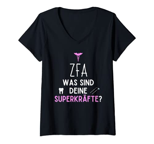 Damen ZFA - Was sind deine Superkräfte? Zahnmedizin T-Shirt mit V-Ausschnitt Damen ZFA - Was sind deine Superkräfte? Zahnmedizin T-Shirt mit V-Ausschnitt von Zfa Geschenke - Zahnmedizinische Fachangestellte