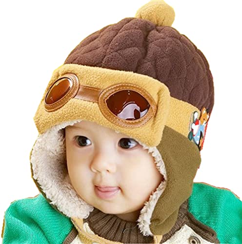 ZffXH Kids Baby Cute Bomber Hut Pilotenmütze Flieger Niedlich Ohrenklappen Winter Klein Hat Warme Trappermütze Winter Trapper Pilot Cold Snow Ski Cap von ZffXH