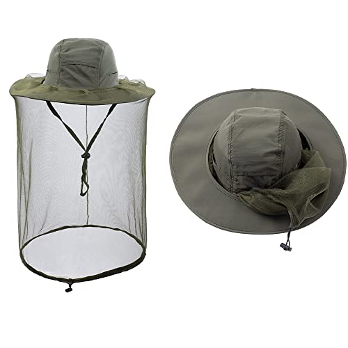 ZffXH Safari Hut Mit Moskitonetz - Mesh Imker Mückenhut Für Männer Frauen Gartenarbeit Wandern Angeln Afrika von ZffXH