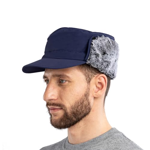 ZffXH Winter Militär Armee Trapper Hut Trappermütze Kappe Aviator Pilotenmütze Flieger Ohrenklappen Ohrschutz Jagd Jäger Mütze Fell Pelz warm Ski hat von ZffXH