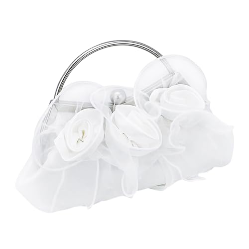 Elegante Brauttasche Blumentasche Abendtasche Modische Handtasche mit Kette Hochzeit Party Cheongsam Tasche für Frauen, weiß von Zgehnao