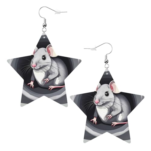 Weiße trendige Leder-Stern-Ohrringe für Frauen – Maus im Loch, baumelnder Schmuck, Partygeschenke, einfache Creolen-Anhänger, One Size, Leder, Kein Edelstein von ZhRiYan