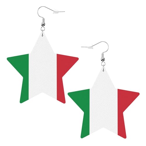 Weiße trendige Leder-Stern-Ohrringe für Frauen – italienische Flagge, baumelnder Schmuck, Partygeschenke, einfache Creolen-Anhänger, One Size, Leder, Kein Edelstein von ZhRiYan