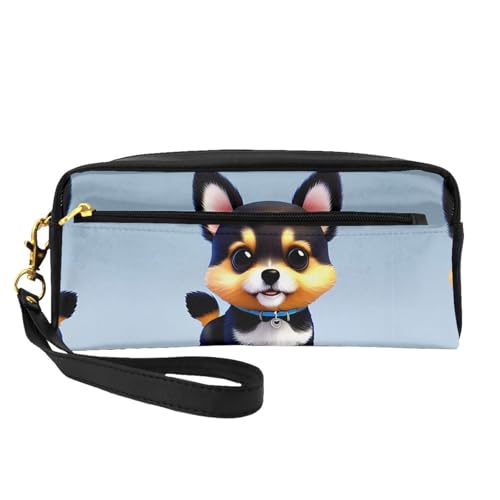 ZhRiYan Card Love Fancy Puppy Print Leder Kleine Make-up-Tasche - Reise-Kulturbeutel für Frauen, wiederverwendbare Kosmetiktasche mit Reißverschluss, Schwarz, Einheitsgröße, Schwarz, Einheitsgröße von ZhRiYan