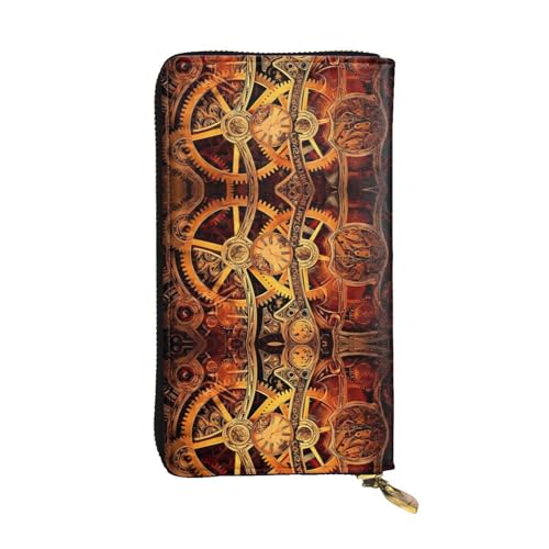 ZhRiYan Coole Steampunk Gears Print Leder Lange Clutch Geldbörse - Mode Damen Personalisierte Geldbörse mit Münzfach, Schwarz, Einheitsgröße, Schwarz, Einheitsgröße, Schwarz , Einheitsgröße von ZhRiYan